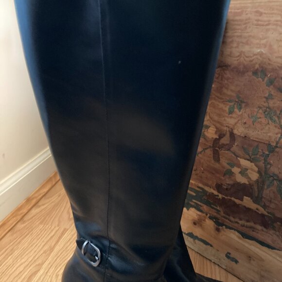 Classic heeled dress leather dress boots, leather lined, black size 7 - Picture 9 of 16